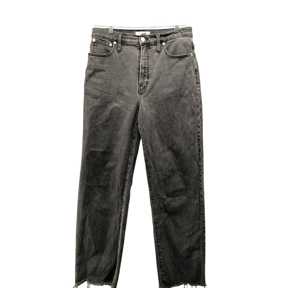 Madewell The Perfect Vintage Straight Jean Womens 29 Black High Rise Raw Hem